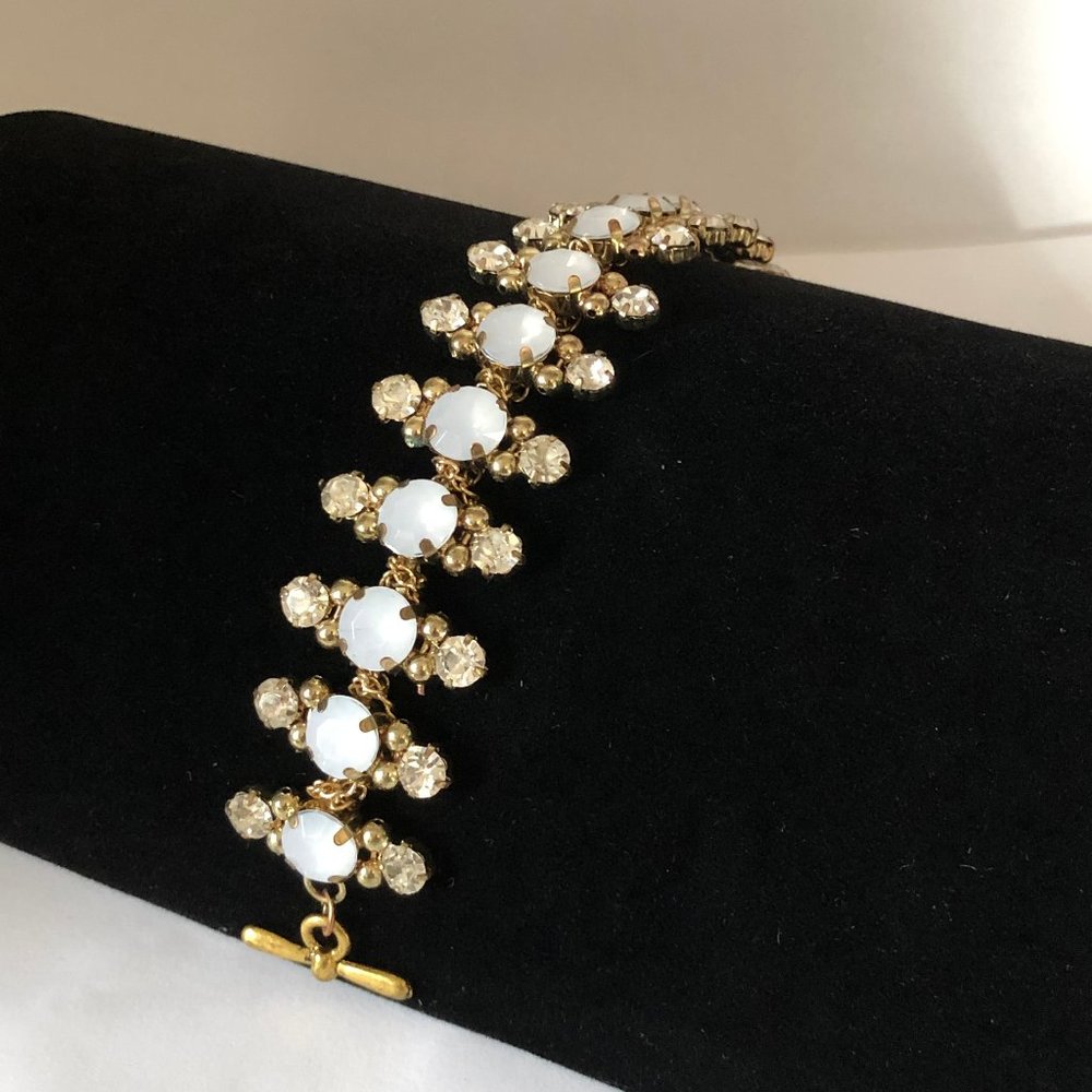 Gold Plated Milky Stone Statement Bracelet